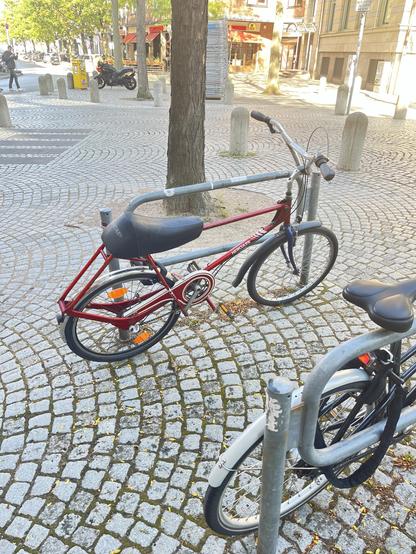 Das Rad auf Basis eines klassischen Diamantrahmen von Hercules und umfangreich modifiziertem Hinterteil