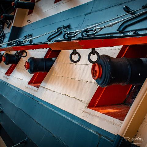 Open gun ports and cannon on HMS Victory