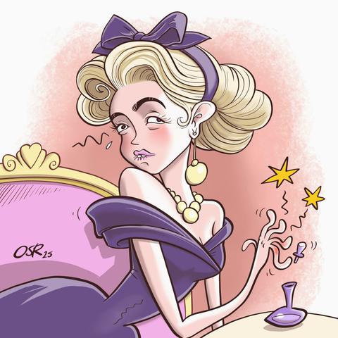 Dibujo de una madame muy chic que tiene una "luxo-açao" (chiste para el libro que estoy preparando).