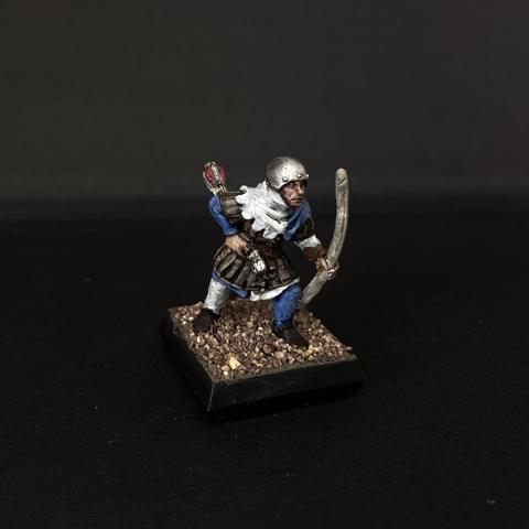 Made To Order Bretonnian Archer, blue and white livery with a dark leather jerkin.