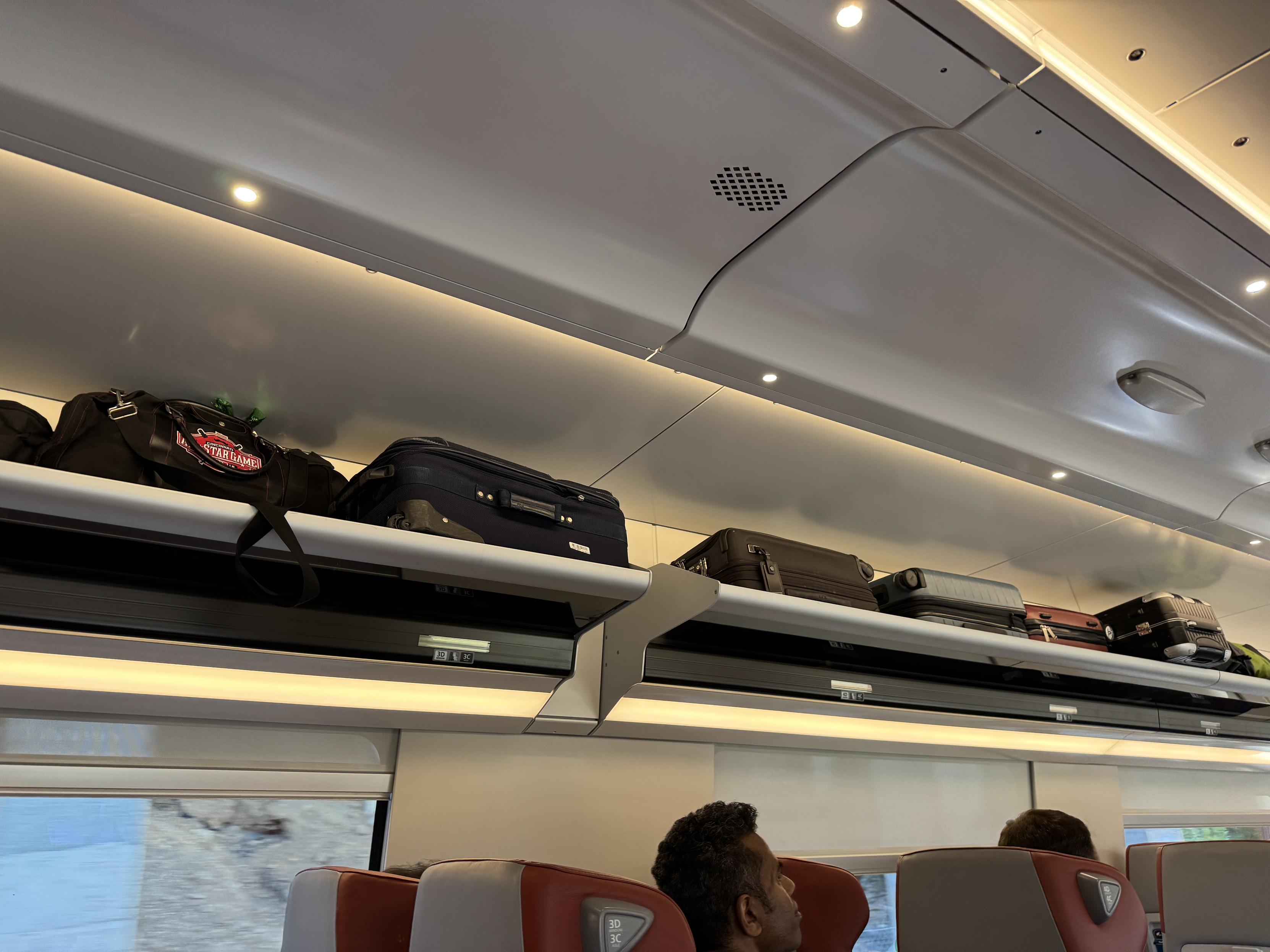 Full overhead racks on new Acela train (first class car).