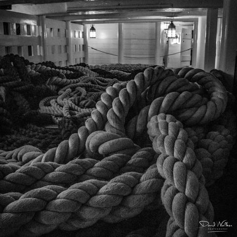 Getting all tied up! Coiled anchor ropes on HMS Victory