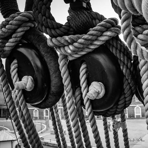 Rigging blocks and tackle on HMS Victory