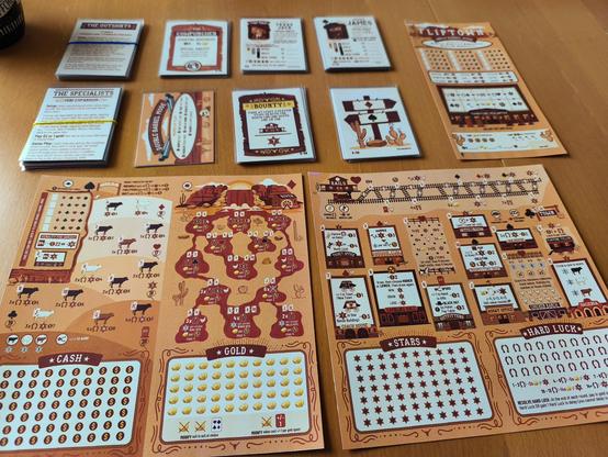 Karten und Boards für fliptown new frontier geschnitten und gesleevt (Wild West Look, orange)