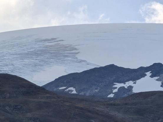 Glacier on a summit from far away.