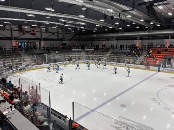 The San Jose Sharks warmup at the Golden State Rookie Face-Off