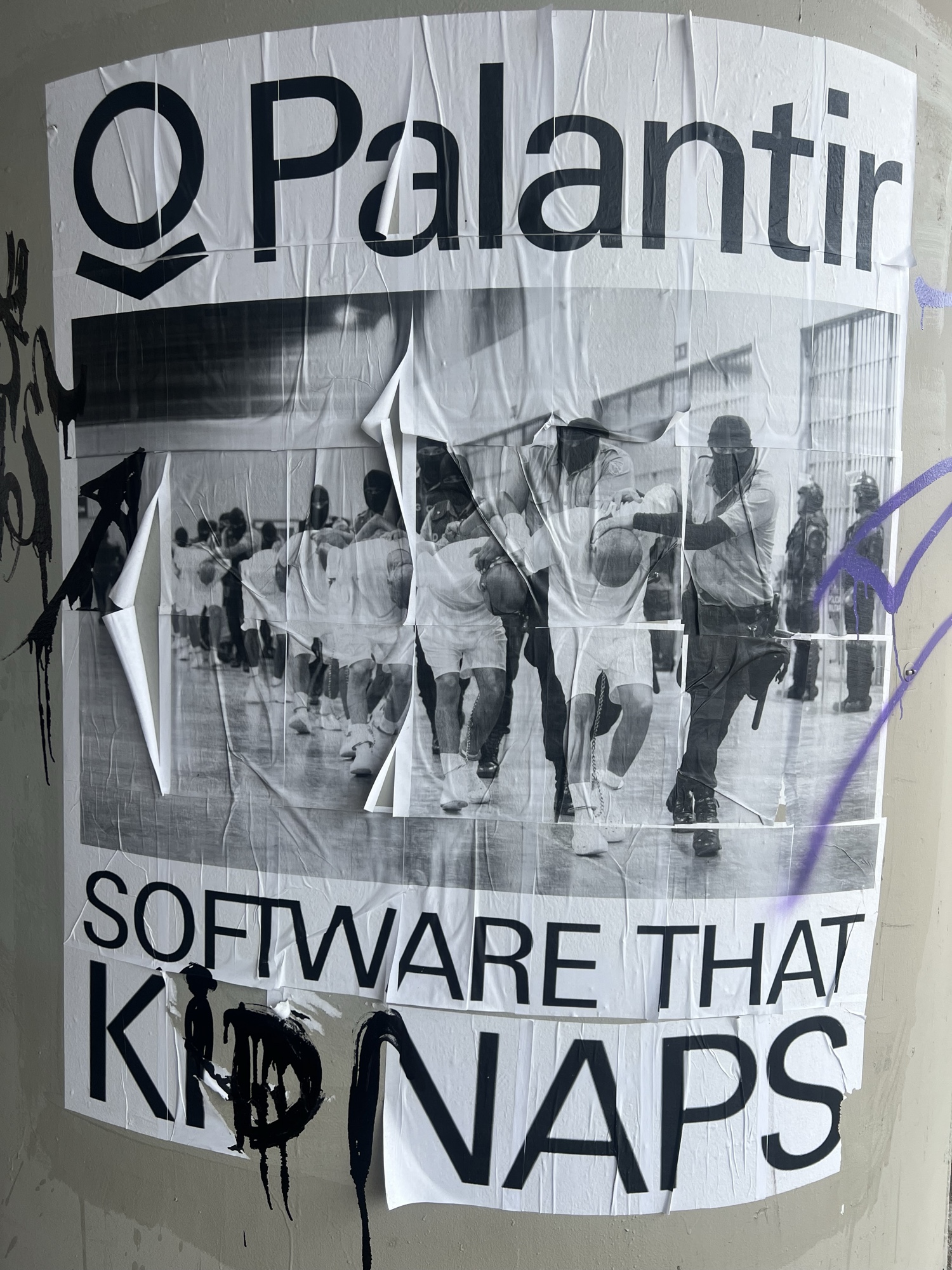 Protest sign in Oakland: “Palantir: Software that kidnaps.”
