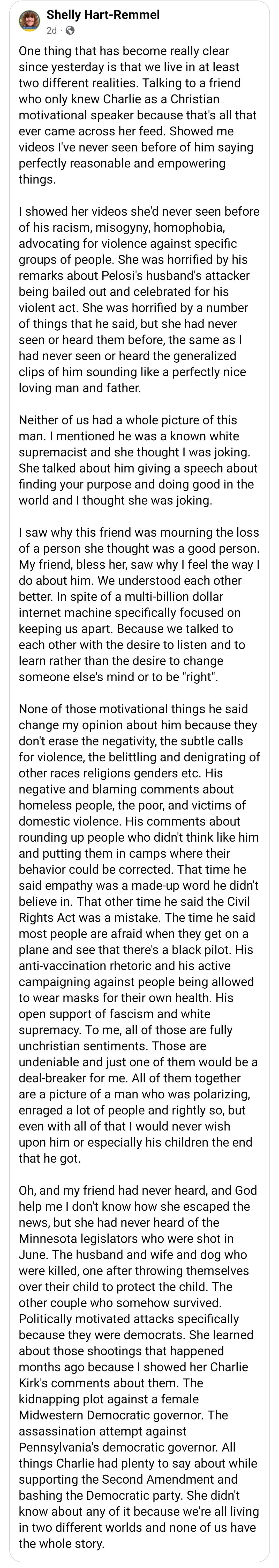 Screenshot. Text in body of post.