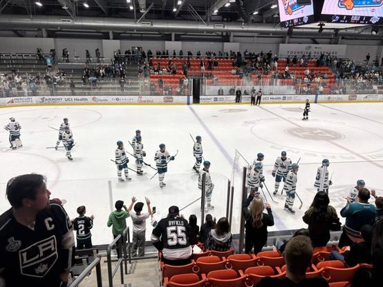 San Jose Sharks prospects celebrate after their win