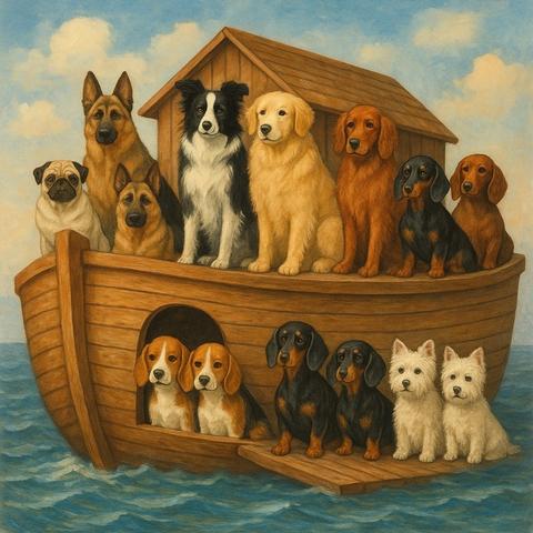 Noah's Ark leaving Bellingen ,taking two of every kind...important species. ChatGPT