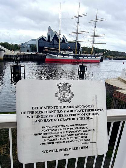 A menorial to the men and women of the merchant navy who have been lost at sea on the banks of the Clyde in Glasgow.