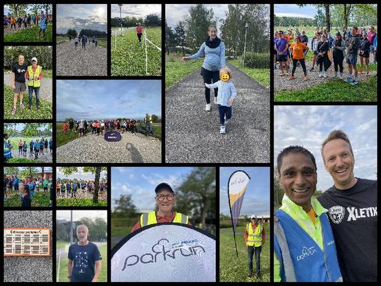 Photo collage of runners at Riemer parkrun