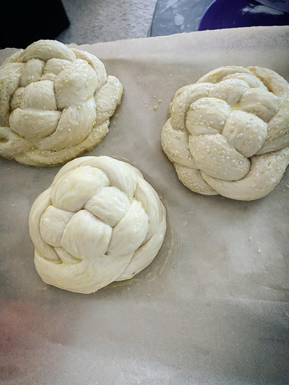 3 4-strand braided round challot. Challat? Challot.