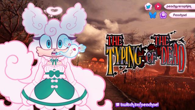 Thumbnail for Peachaels Typing of the Dead stream. The left has chinchilla Peach with a scared expression and a tiny Wispy emerging from her mouth.