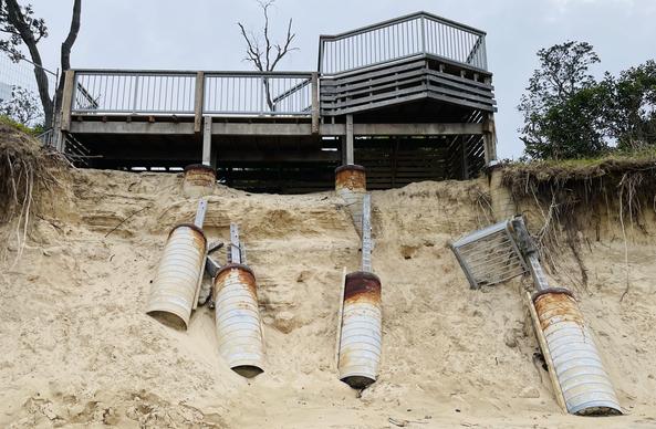 Sawtell beach, NSW coastal erosion due to climate inaction viewing platform