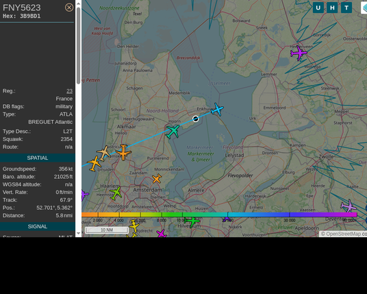#FNY5623: French Navy (#Breguet ATLA, registration: 23)
Route: PFO-DHF: Paphos International Airport -> Al Dhafra Air Base
Min. distance: 0.1nm away @ 21050 ft
Heading: E @ 290.7kts
Time: 10:10:31
 #UpInTheClouds #MovingQuickly #adsb #Venhuizen
