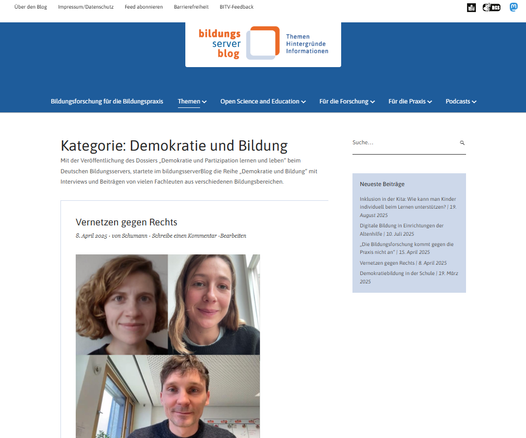 Ausschnitt der oben verlinkten Kategorie im bildungsserverBlog