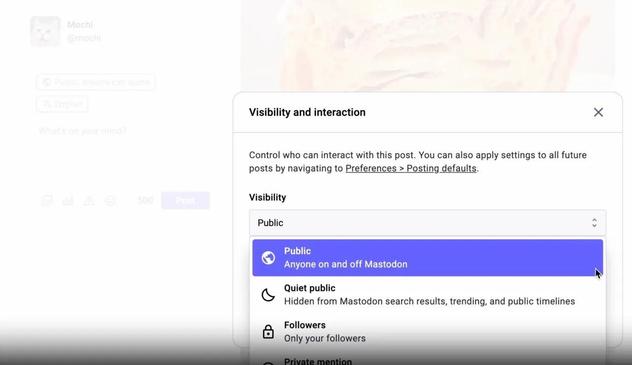 [ImageSource: Mastodon]

⁉️Mastodon gives users several ways to control how their posts can be quoted.⁉️

For starters, the platform lets users decide who can quote them through a setting where you can change your defaults. Here, you can set the permissions for who can quote you by choosing between “Anyone,” “Followers only,” or “Just me.” Additionally, you can control the visibility of quote posts by setting them to be visible to the public, to followers only or a setting called “quiet public,” which makes the quotes public but removes them from Mastodon’s search, trends and public timeline.

👾Users will also be able to override their default settings on a post-by-post basis, if need be, by navigating to the “Visibility and interaction settings” within the composer screen. This would be useful if you know you’re about to say something controversial or anything that could attract unwanted attention from those with opposing views, for instance.👾