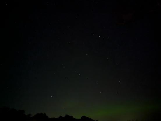 The Big Dipper was the photography subject, but the next morning I realized I had captured some green aurora glow!