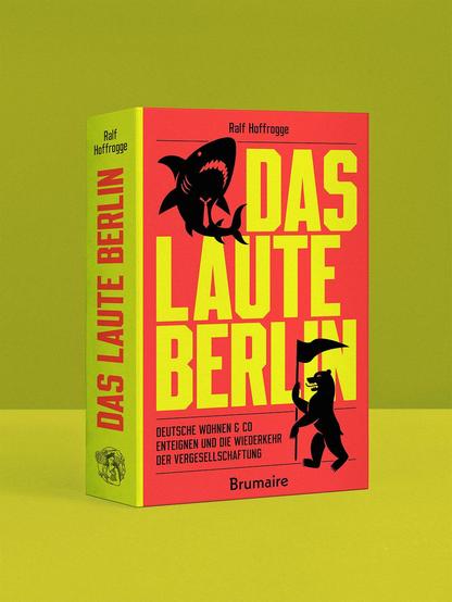 Buchcover in rot gelb mit Hai