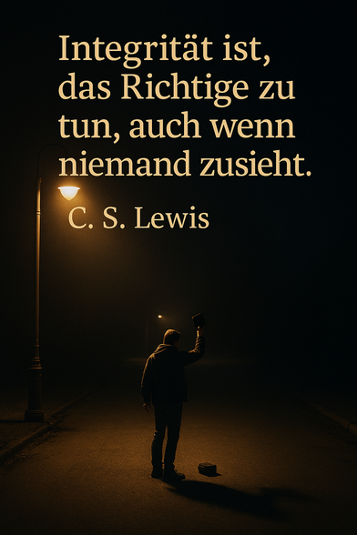 Zitat: "Integrität ist, das Richtige zu tun, auch wenn niemand zusieht." – C.S. Lewis