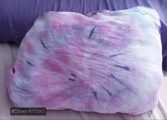 The fabric after washing and drying. I've put my pillow inside it, but it still needs to be cut and sewn to make a pillow case.