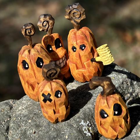Whittled pumpkins