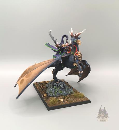 Grand Cathay Shugenan Lord on a Great Spirit Longma (a draconid) front view