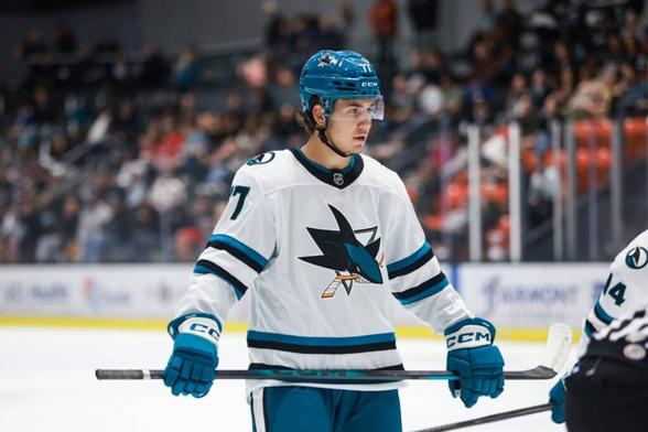 San Jose Sharks forward Michael Misa