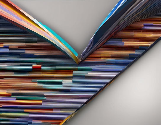Wall mounted layers of patchworked multicolored corrugated aluminum, with a sharp V-shape sliced through and peeling it off the wall, as if done with an axe.