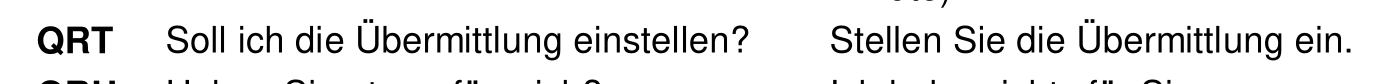 QRT   Soll ich die Übermittlung einstellen?
Stellen Sie die Übermittlung ein.
