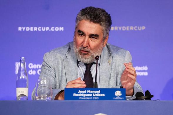 José Manuel Rodríguez Uribes, presidente del CSD, en la presentación de la Ryder Cup 2031 en Camiral Golf & Wellness, el 25 de julio de 2025 en Caldes de Malavella, Girona. (Javier Borrego / Europa Press via Getty Images)
