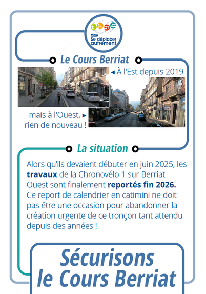 Flyer pour sécuriser les déplacement sur le cours Berriat Ouest