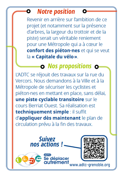 Flyer pour sécuriser les déplacement sur le cours Berriat Ouest