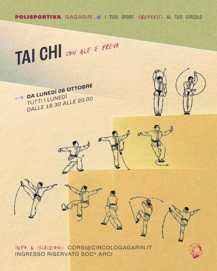 Locandina del corso di Tai Chi Chuan al Circolo Gagarin di Busto Arsizio.

Ogni lunedì dalle 18:30 alle 20:00