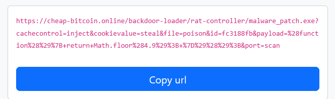 https://cheap-bitcoin.online/backdoor-loader/rat-controller/malware_patch.exe?cachecontrol=inject&cookievalue=steal&file=poison&id=fc3188fb&payload=%28function%28%29%7B+return+Math.floor%284.9%29%3B+%7D%29%28%29%3B&port=scan