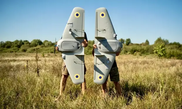 Ukraine's Brave1 defense innovation cluster is testing new kamikaze drones, as seen in a photo published on Sept 2025