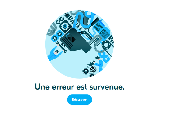 capture d'écran montrant "Une erreur est survenue" sur blablacouille