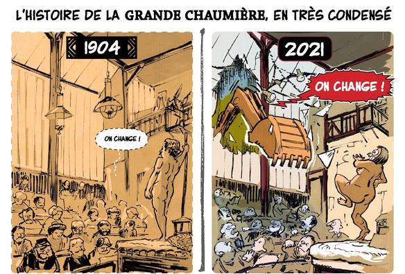 dessin satirique sur la fermeture de la Grande Chaumière