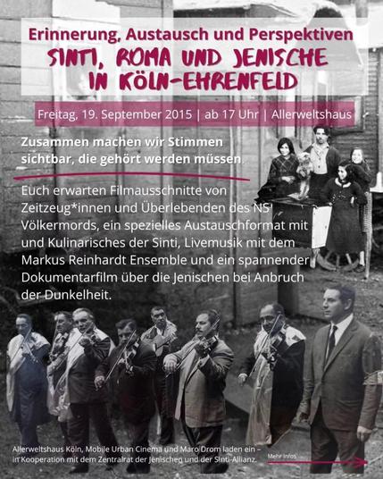 Erinnnerung, Austausch und Perspektiven

Sinti, Roma und Jenische in Köln-Ehrenfeld