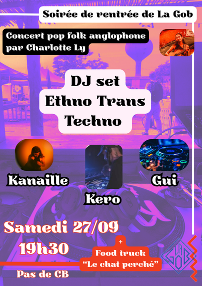 Affiche DJ set Ethno Trans Techno à la Gob