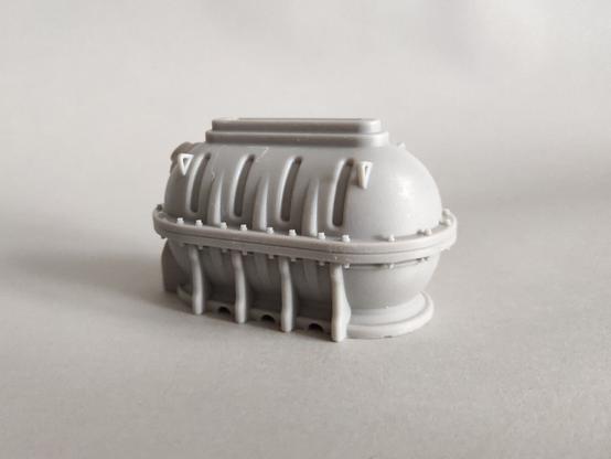 Wargames terrain - fuel container, three-quarter front view