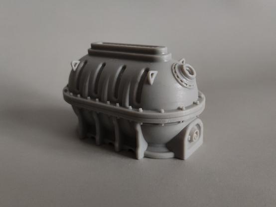 Wargames terrain - fuel container, three-quarter rear view from Left hand side