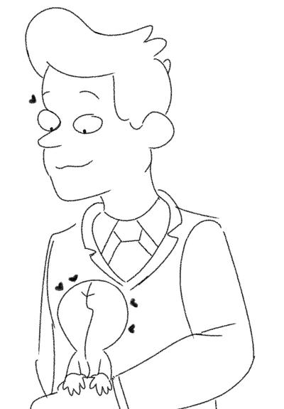 Doodle of Brett Hand from Inside Job holding Freak.