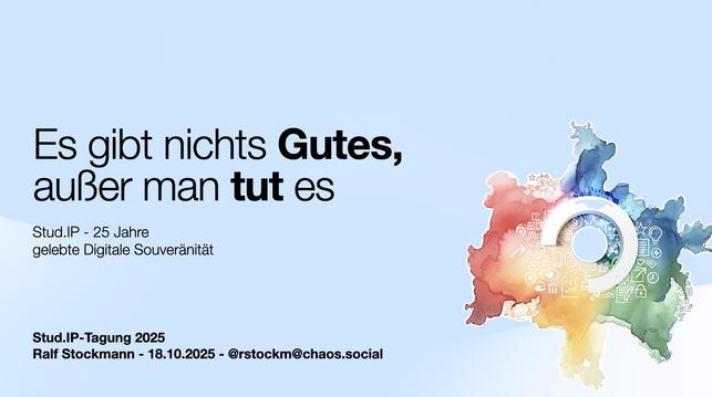 Farbenfrohe Illustration einer Deutschlandkarte mit digitalen Symbolen, Text über Digitalisierung und digitale Souveränität.