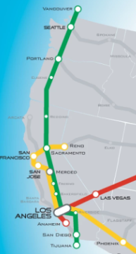 Map of West Coast High-Speed Rail