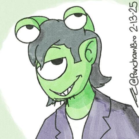 A headshot of an alien named Roger