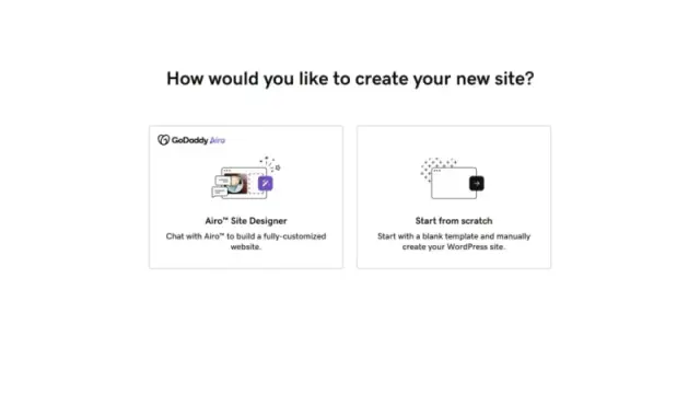 Choose GoDaddy Airo from the site creation interface.