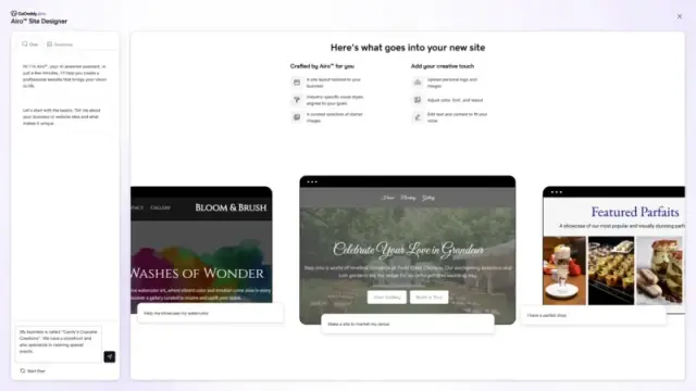 Use the AI chat panel to tell Airo about your website project.