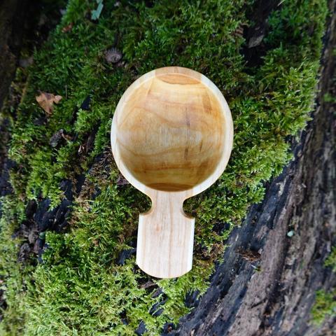 Wooden scoop on moss